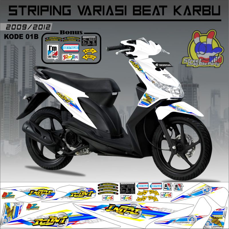 Striping Beat Karbu 2008 2009 2010 2011 2012 Variasi Sticker Stiker Skotlet Lis Motor Lis Body