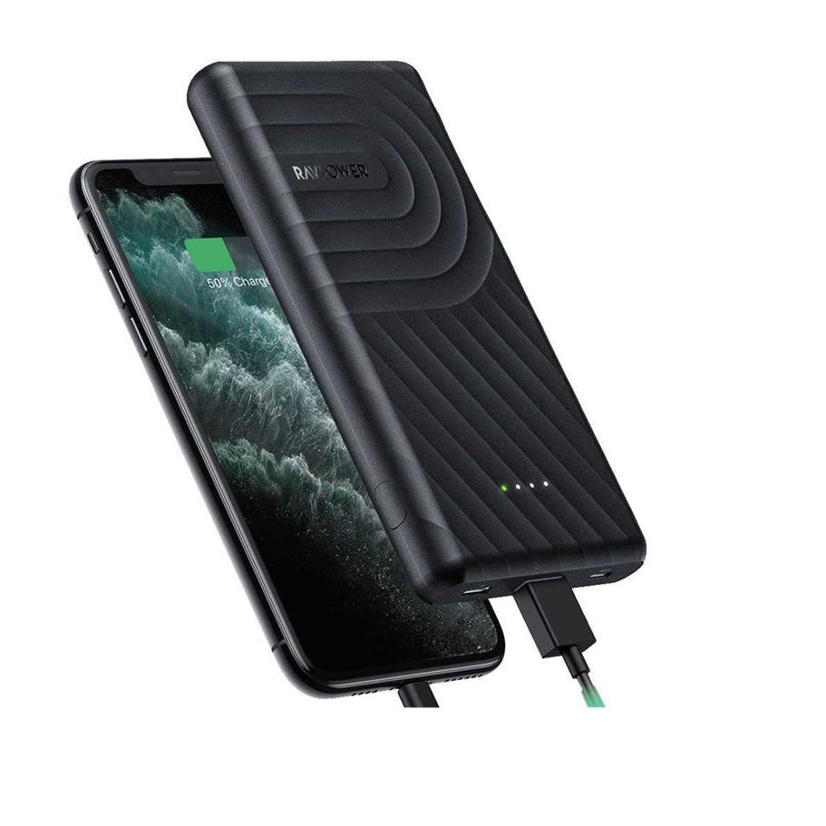 (C-ASI) (☼) RAVPower Powerbank 10000 mAh 2-Port PD+QC Black [RP-PB195] (kekinian)