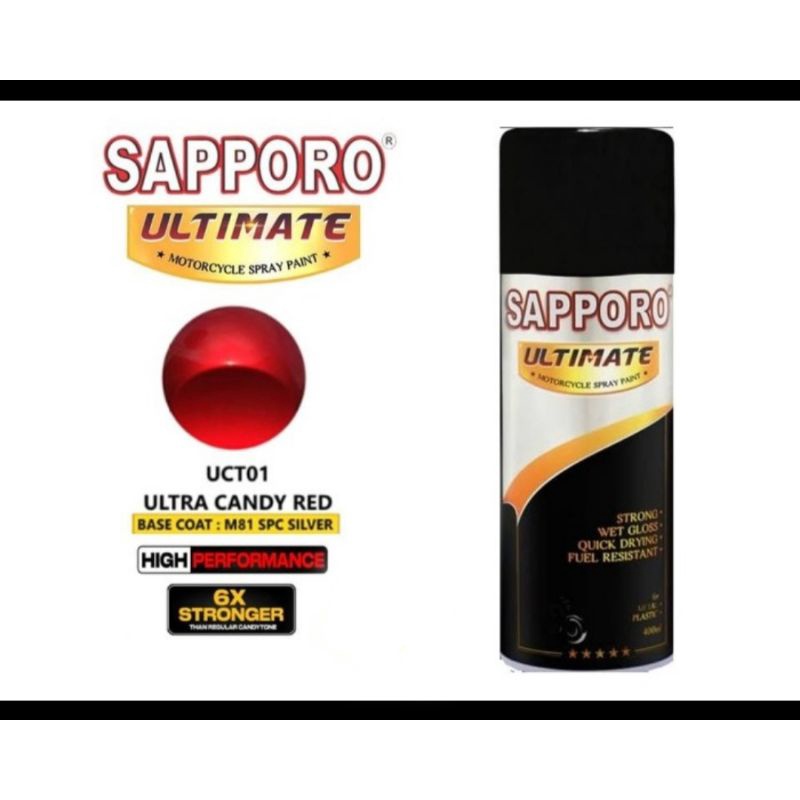 SAPPORO ULTIMATE CAT SEMPROT AEROSOL SPRAY PAINT WARNA MERAH PERMEN TRANSFARAN  UCT01 ULTRA CANDY TO