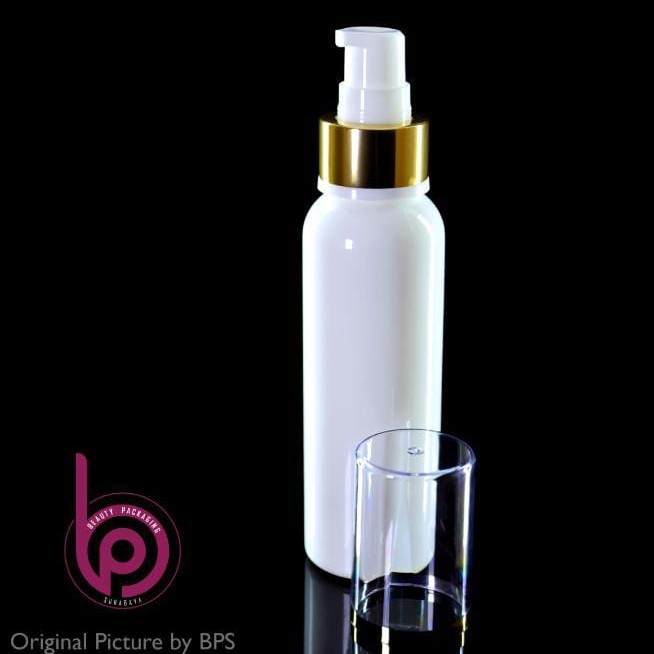 Botol Plastik PET 100ml BR Putih Tutup Pump Treatment Full Cap Neck