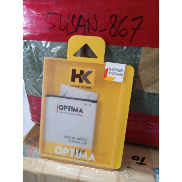 BATERAI BATRE BATTERY LENOVO A6000 BL 242 BL242 A6010 A6000+ DOUBLE POWER HK OPTIMA GARANSI