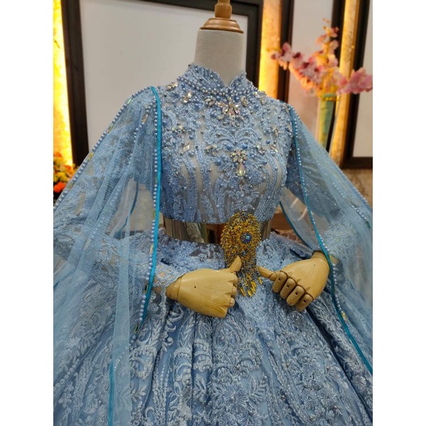 GAUN PENGANTIN SLAYER MUTIARA FULL PAYET EKOR MEWAH