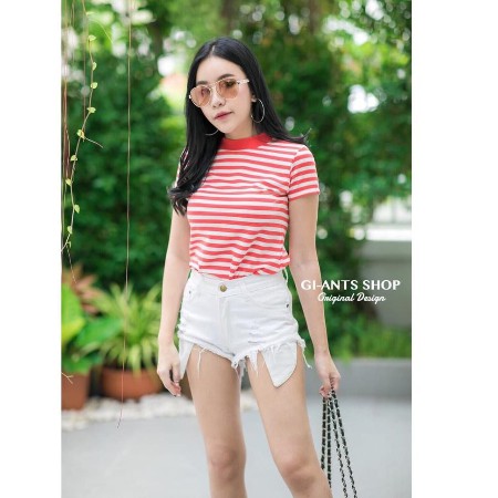 VS - GIANT BASIC HAYNECK STRIPE TUMBLR TSHIRT BAJU KAOS WANITA TERMURAH