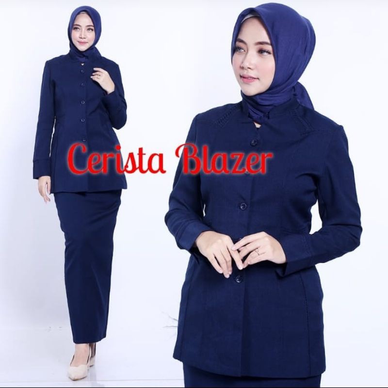 Blazer Wanita Baju Seragam Pemda Kantor Seragam Guru Seragam Bank Dongker Setelan Rok Dan Celana
