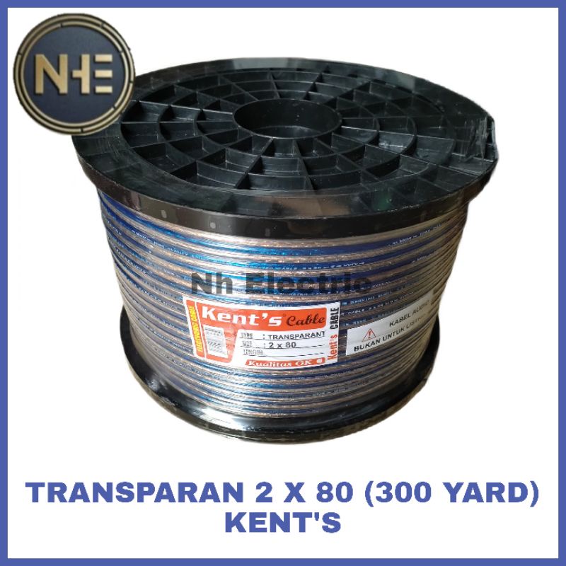 Kabel Listrik Transparan 2x80 300 Yard Kent's - Kabel Trans Audio Serabut 2x80 300Y Kent's