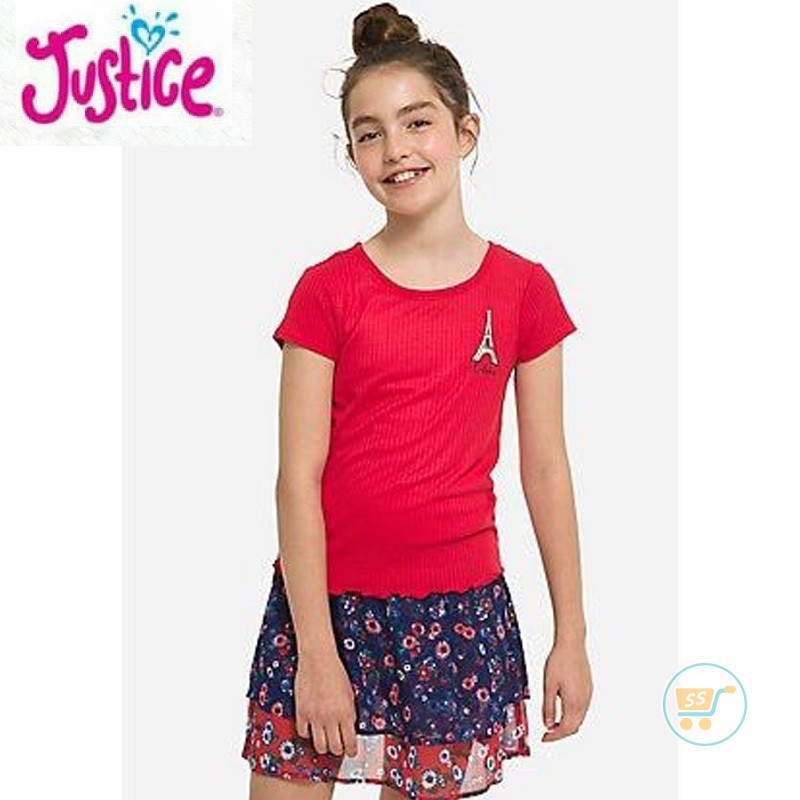TSHIRT JUSTICE PARIS KAOS BRANDED ANAK BAJU WANITA REMAJA DEWASA TEE GIRL EKSPOR IMPOR KIDS HADIAH