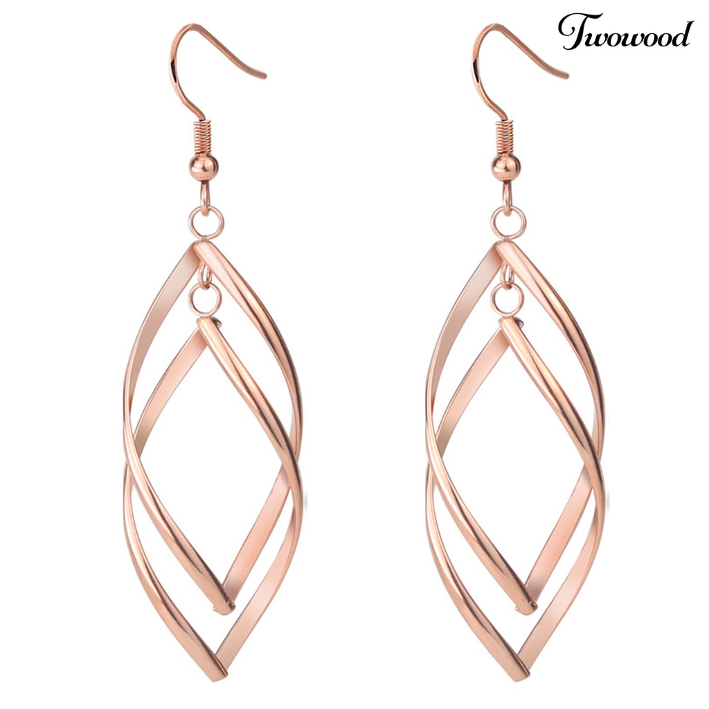 Twowood 1 Pair Hook Earrings Spirals Rhombus Jewelry Delicate Long Lasting Drop Earrings for Daily Wear