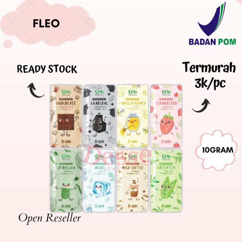 MASKER WAJAH FLEO 10gr / BPOM MASKER FLEO WASH OFF MASK