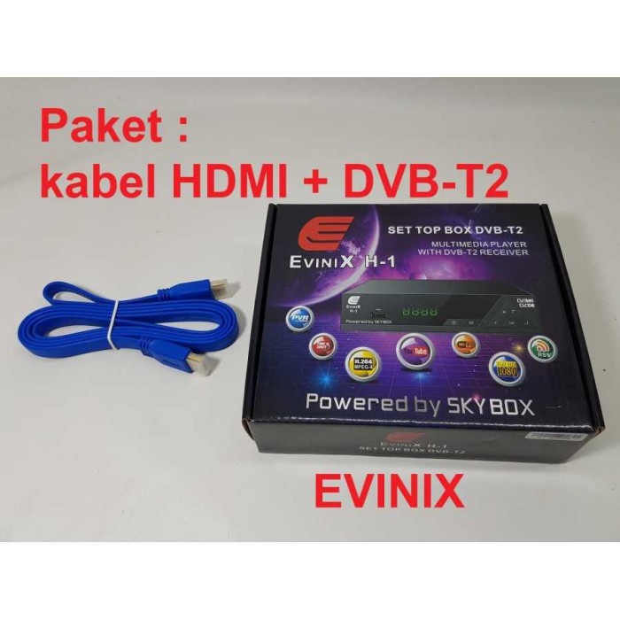 Set Top Box DVB-T2 / DVB-C Merk EVINIX - penganti SKYBOX
