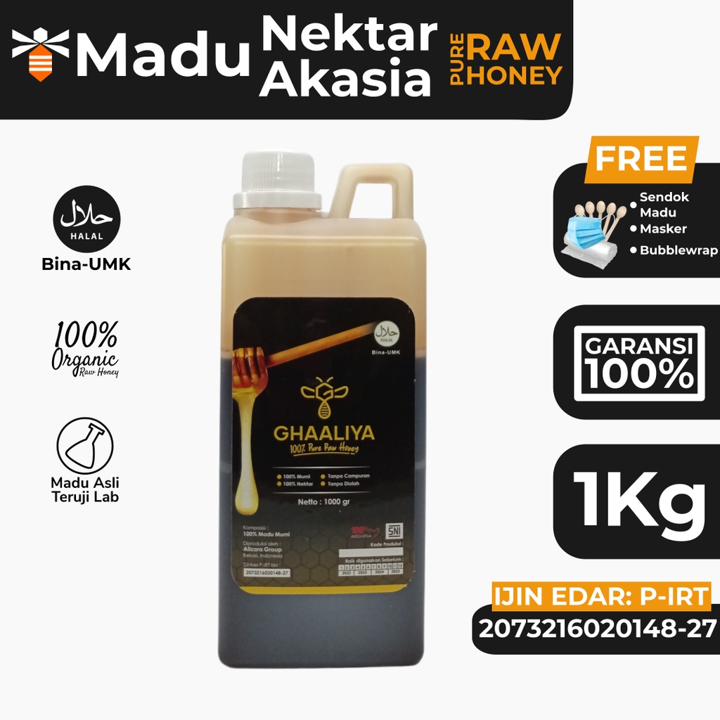 

Madu Nektar Akasia Carpa 1Kg Hitam Raw Honey Asli Murni Original Pure Organik Premium Bunga Nusantara Sumatera dari Sarang Lebah Apis Mellifera Enak Manis Alami Tanpa Campuran Garansi dan Halal Grade A Mentah Berkualitas Minuman Kesehatan Teruji Lab