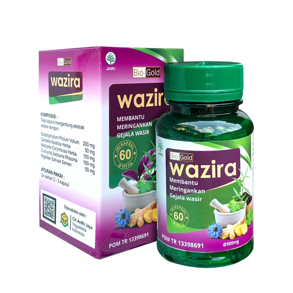 WAZIRA Obat Herbal Meringankan Gejala Wasir Ambeien Susah Bab 60 Kapsul