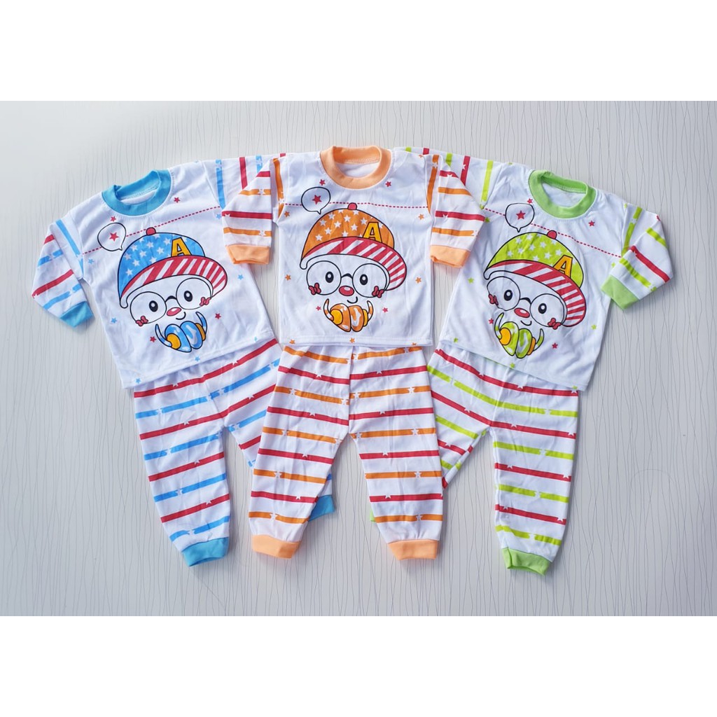 setelan piyama anak unisex usia 0-12 bulan / baju tidur bayi  &lt; 1 tahun