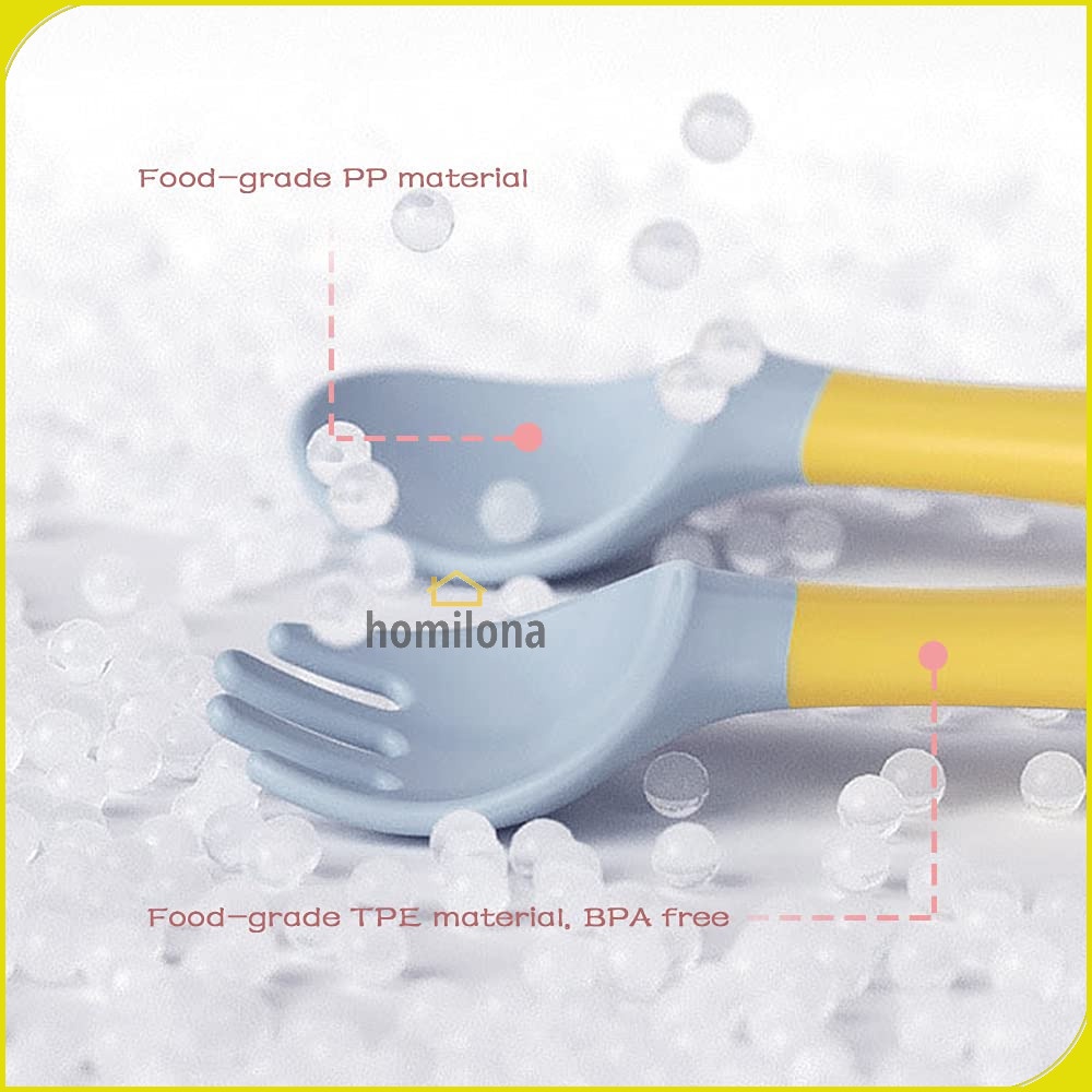 Sendok Garpu Bayi Silikon Soft Silicone Spoon - LOPE LP712 - Yellow