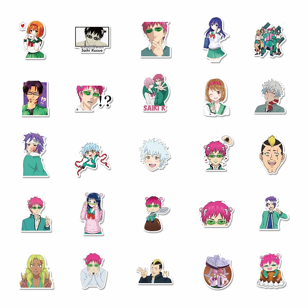 50pcs Stiker Kartun Anime Jepang Saiki K Anti Air Untuk Laptop