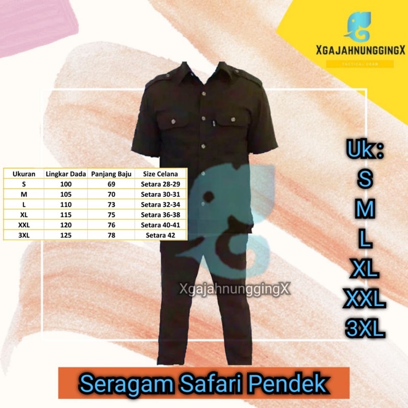 COKLAT TUA TERBARU Seragam Setelan Safari Pendek Security Satpam Berkualitas Murah Bandung