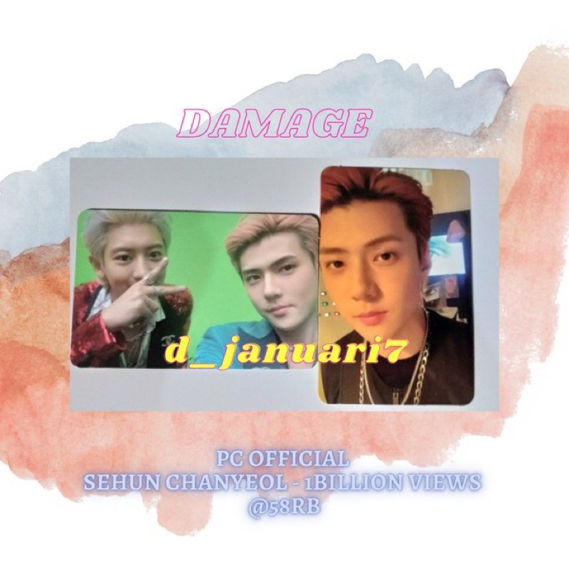 Photocard Official Exo SC 1billion views - PC Sehun Chanyeol (Damage)