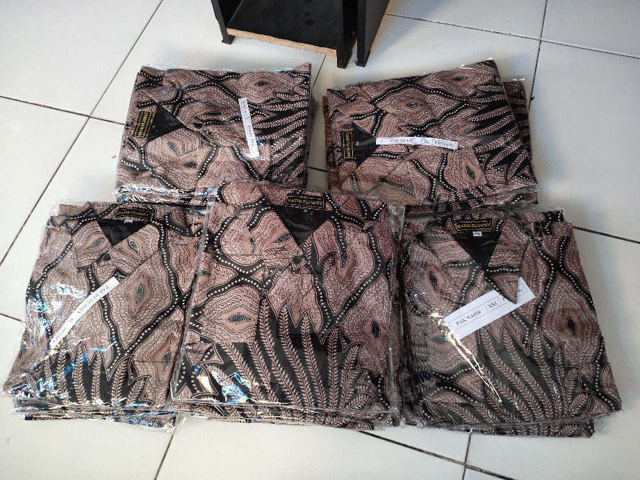 Batik Pria Pari Mocca Size M - Xxl Batik Solo Halus Asli Katun Sragenan Full Furing