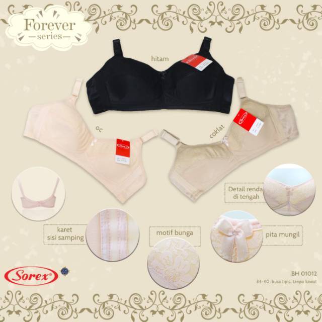 Bh Bra Sorex 01012 (Cup B) Brokat | Bra Tanpa Busa Tanpa Kawat |kx