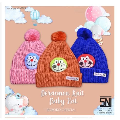 Boboko Baby Hat Topi Rajut KARAKTER Kupluk Bayi SNI 3-12m YARNI SLTP0029