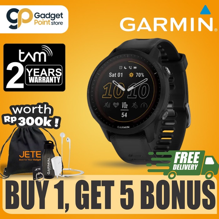 Garmin Forerunner 955 Solar Black FR 955 Black 46mm - Garansi TAM 2Th - Solar Black