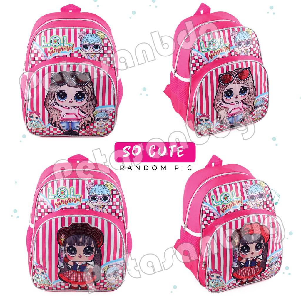 PTS - Ransel Sekolah Anak Perempuan LOL SURPRISE - FULL PATTERN - STARPOWER - RANSEL LED MUSIK + FREE LUNCHBOX