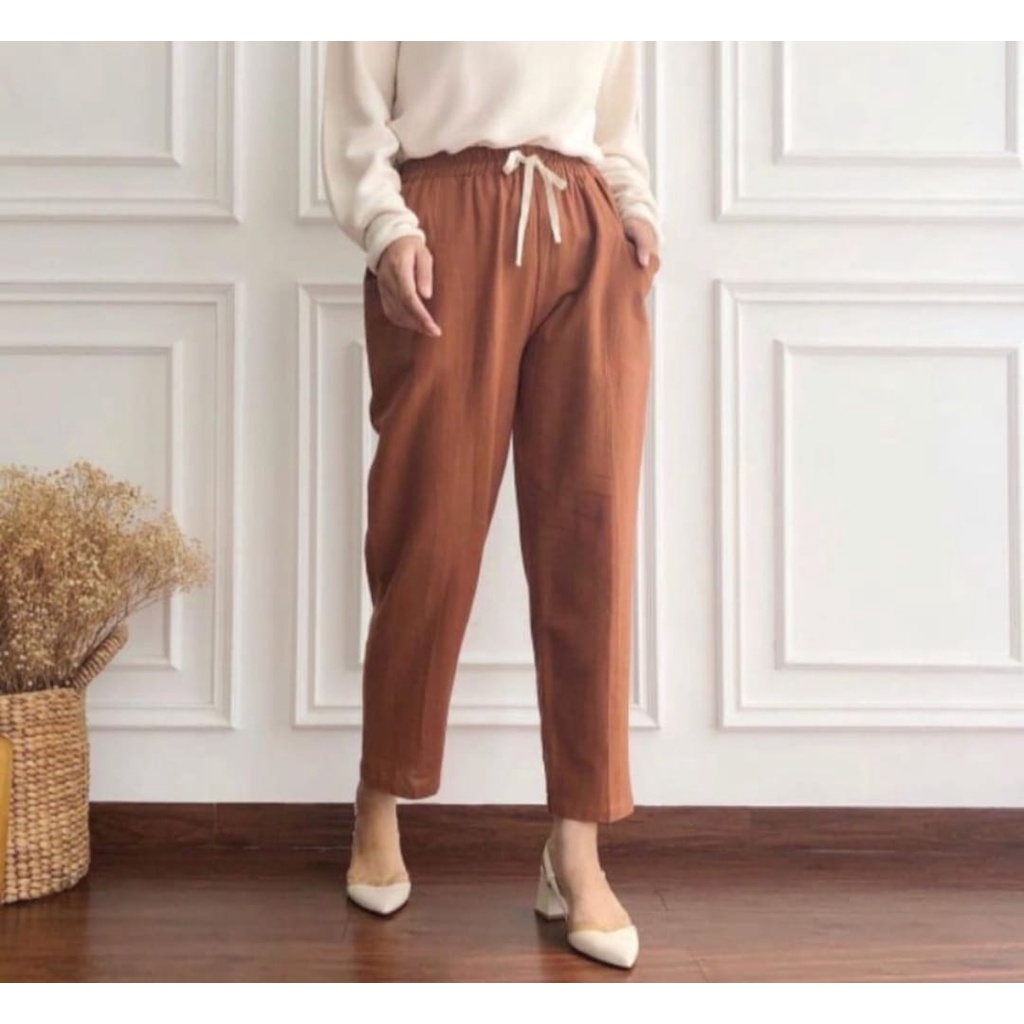 PROMO!! CELANA WANITA Willow Linen Pants - CELANA KEKINIAN BAGGY PANTS CELANA WANITA TERLARIS CELANA LINEN CELANA MUSLIMAH