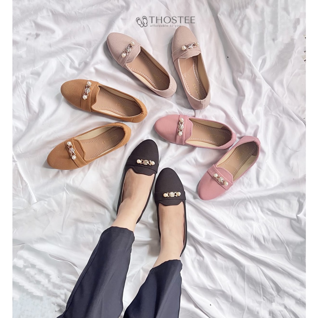 Sepatu Flatshoes Wanita Thostee Pearly Raja.kpop