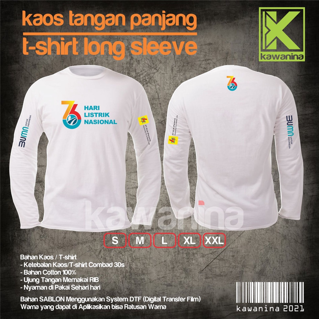 Kaos PLN lengan panjang / Hari listrik nasional / PLN