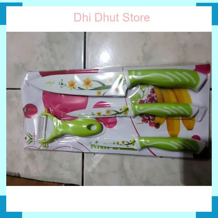 pisau keramik motif bunga 4 in 1