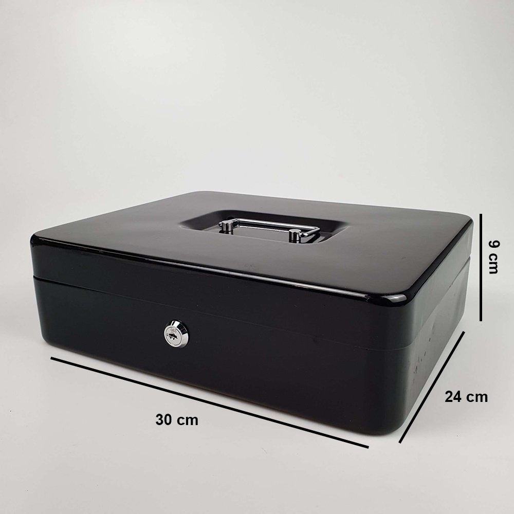 Kotak Brankas Uang Perhiasan Cash Safebox Key Lock 30x24x9CM - 250A - Black