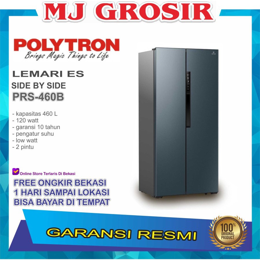 KULKAS POLYTRON PRS 460 LEMARI ES 2 PINTU PRS460B SIDE BY KULKAS POLYTRON PRS 460 LEMARI ES 2 PINTU PRS460B SIDE BY