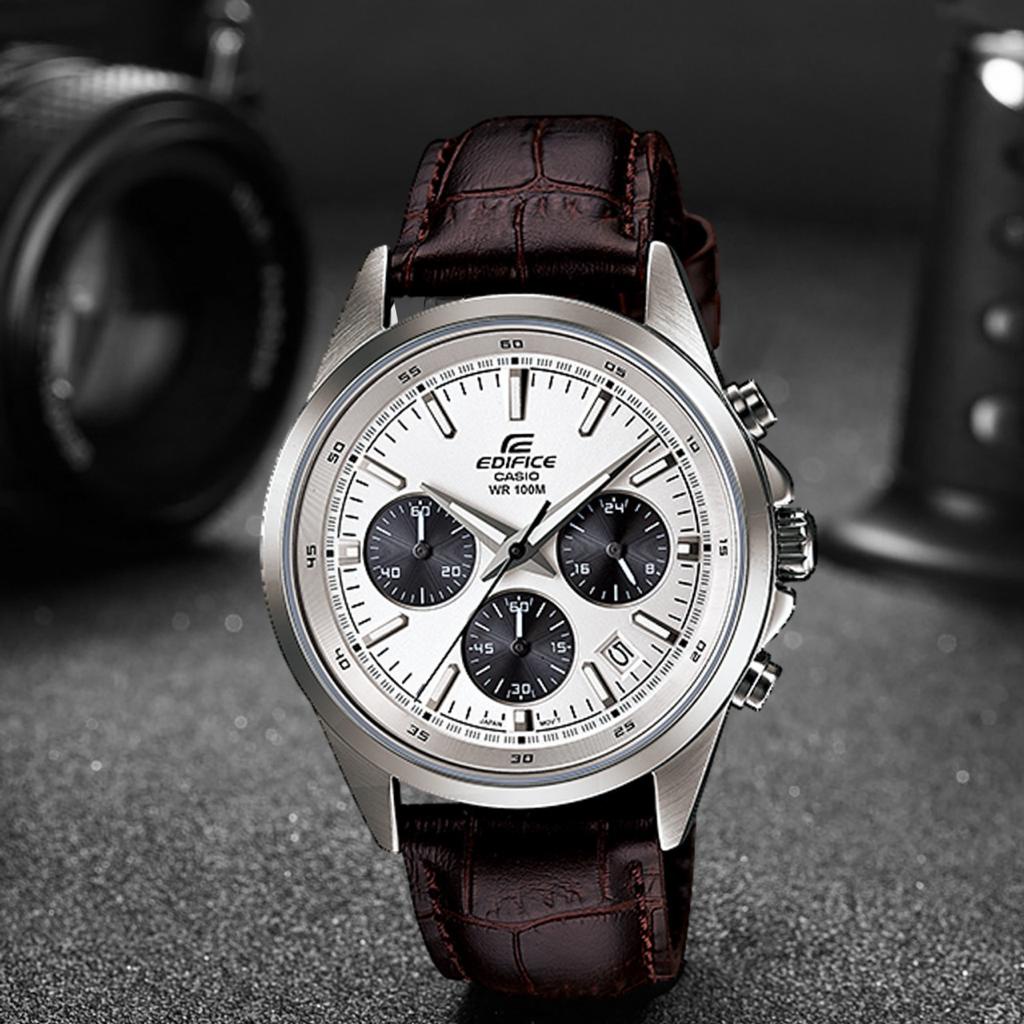 FREE BOX !!!! JAM TANGAN PRIA CASIO EDIFICE EFR527 ELEGAN TALI KULIT JAM TANGAN PRIA FASHION AKTIF SEMUA FUNGSI