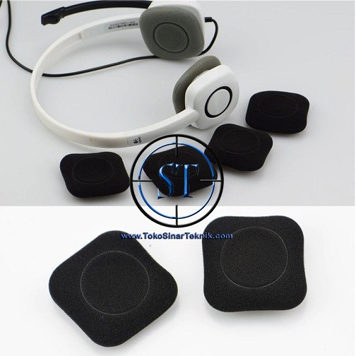 Sepasang Bantalan Elastis Cover Busa Foam Headphone Earpad Erbud Logitech Soft Sponge kotak Square 48mm Tebal dan Lembut