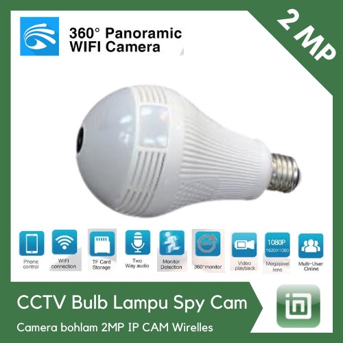 Kamera CCTV Bulb Lampu Bohlam Spy Cam Wireless Wifi 1080P 2M IP Camera