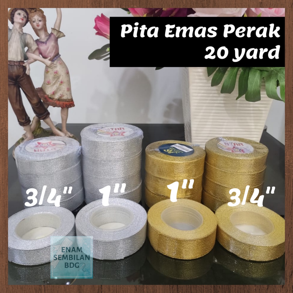 

PITA EMAS PERAK 3/4" ~ 1" ROL ISI 20YARD PITA SOUVENIR hampers LEBARAN IDUL FITRI
