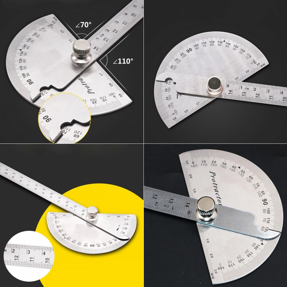 

Protractor Penggaris Jangka Roundhead Measuring Ruler Aluminium 14.5cm 180 Degree - PR180 - Silver