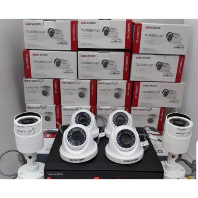 PAKET CCTV HIKVISION 8CHANNEL 2MP FULL HD TURBO 6 CAMERA GARANSI RESMI