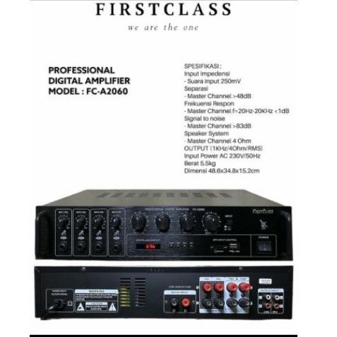 Ampli Firstclass FC A2060/untuk Toa mesjid/Mushola 4 Chanel Mic