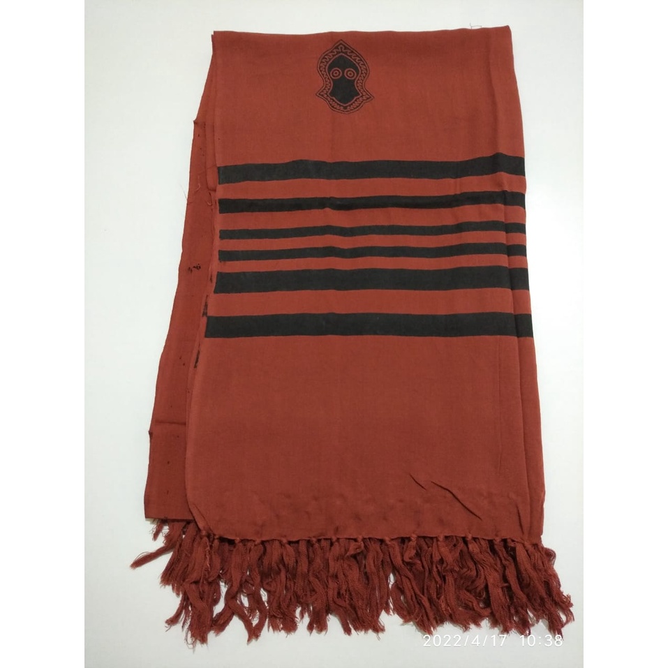 H2. surban terumpah. surban rayon. surban motif garis kualitas premium ukuran 125cm X 210cm-MERAH BATA