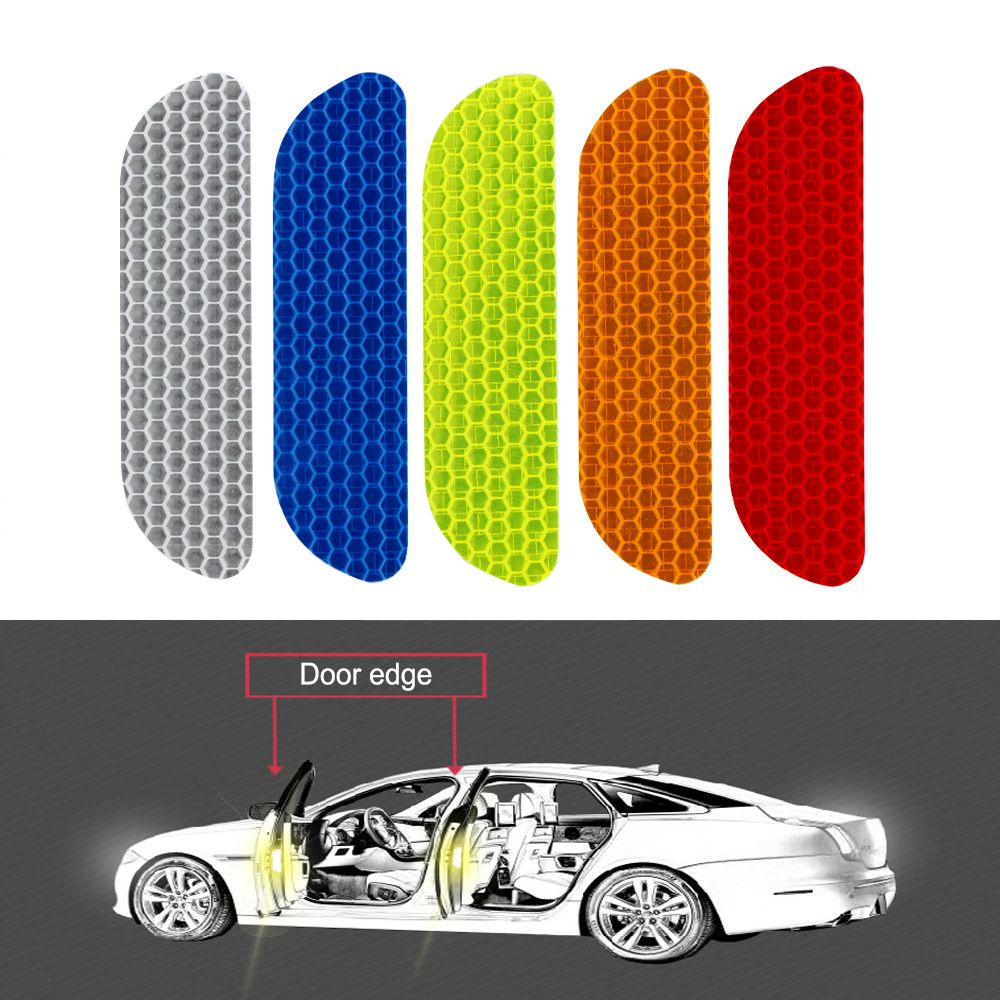 TOP 4pcs 4Pcs Reflective Tape Tail Warning Mark Car Door Stickers Auto Rear Universal Open Sign Safety/Multicolor