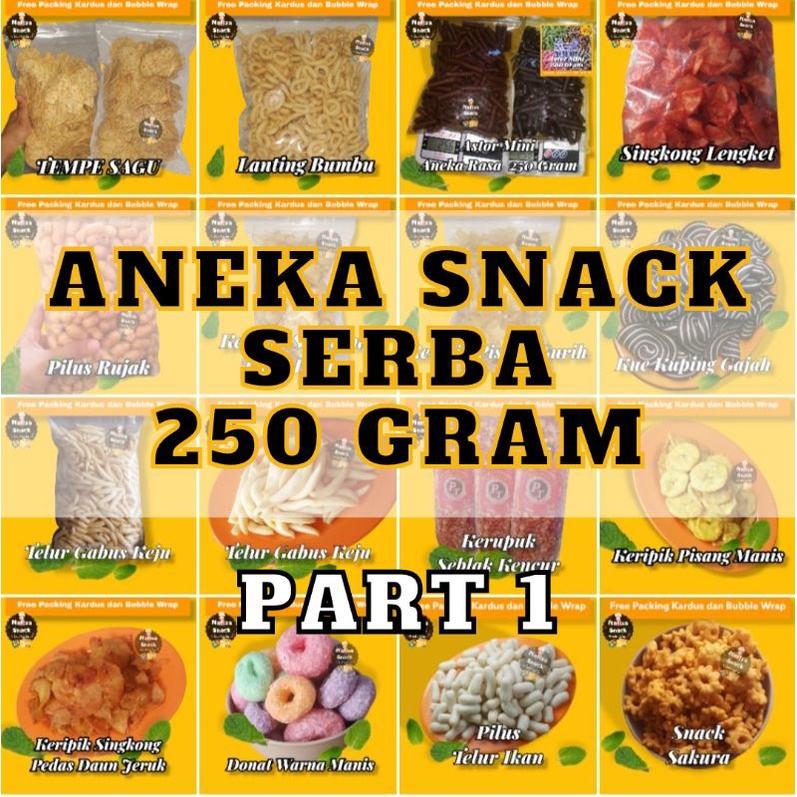 

SNACK 250 GRAM Keripik Singkong Lada Hitam/Tempe Sagu /Keripik Pisang Asin Gurih/Singkong Lengket Balado/Pilus Rujak/Lanting Bumbu/Aneka Snack Serba 250 Gram/ Cemilan Kiloan TERMURAH