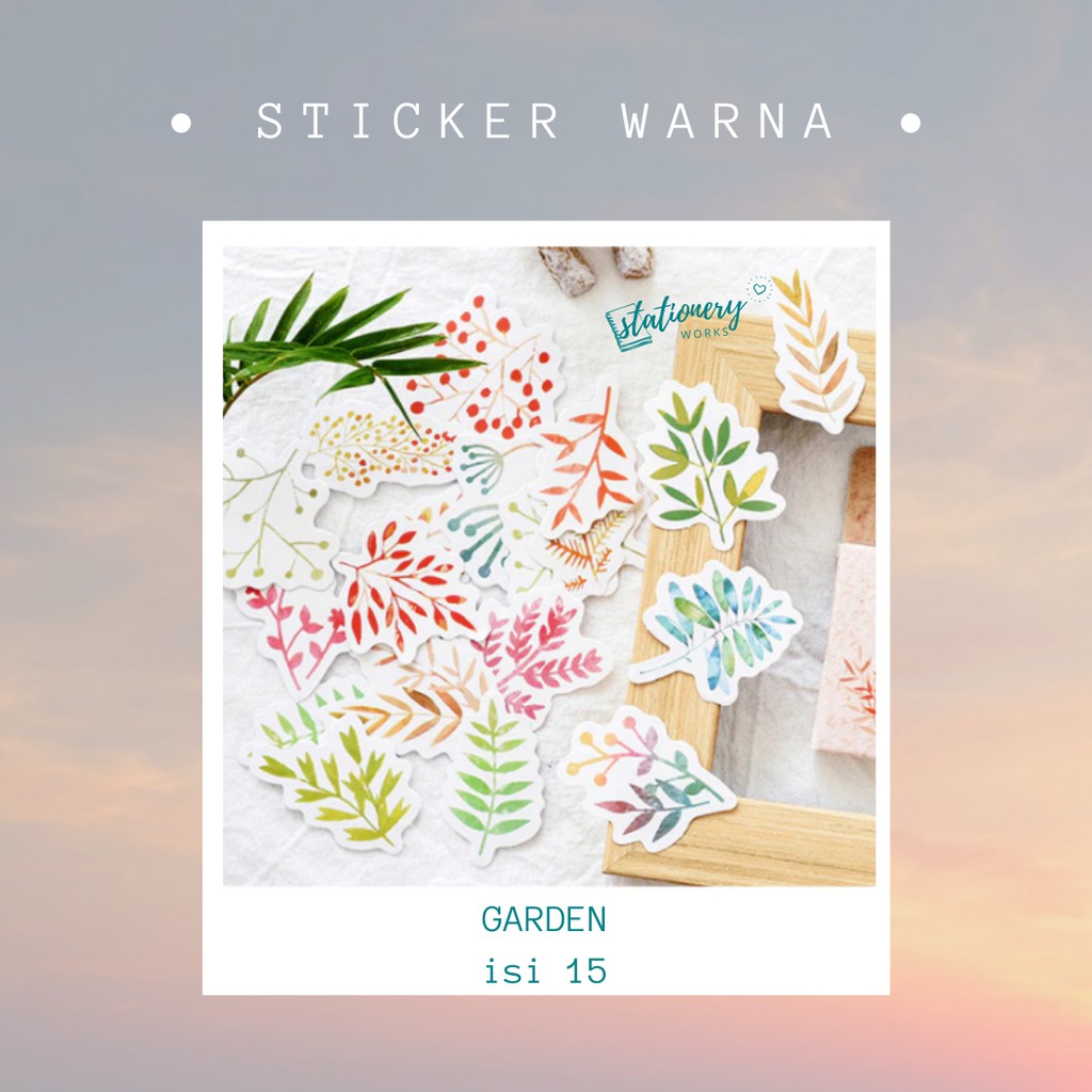 

Custom sticker warna - motif garden leaf flower - cutting sticker untuk jurnal planner scrapbook DIY