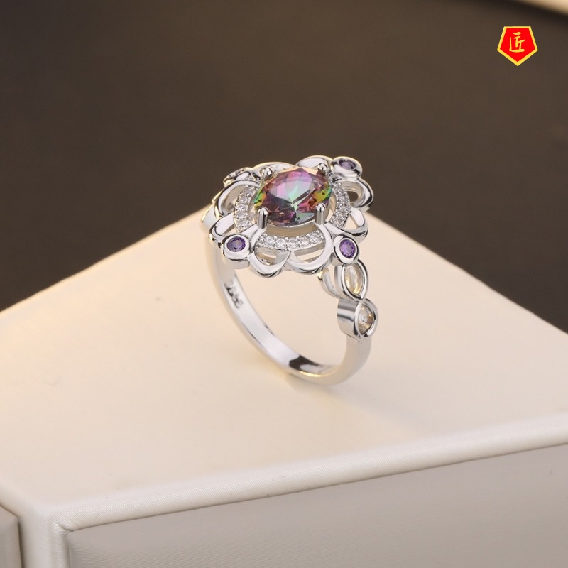 [Ready Stock]Colorful Topaz Ring Creative Diamond Fashion