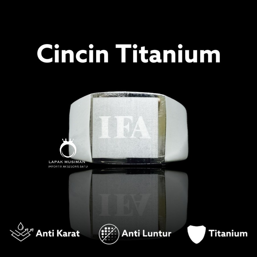 Cincin Titanium Anti Karat Silver Model Kotak Pria Biker Super Keren