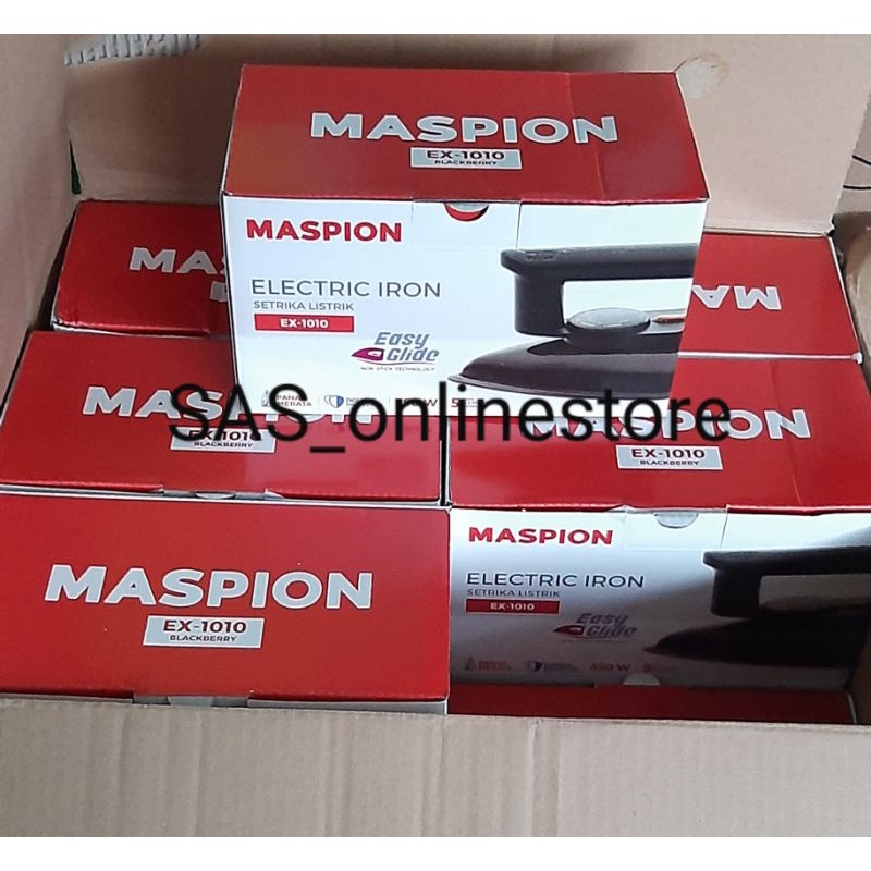 Setrika Listrik Gosokan MASPION EX-1010 BLACKBERRY Hitam Anti Lengket/EX-1010 Stainless putih abu