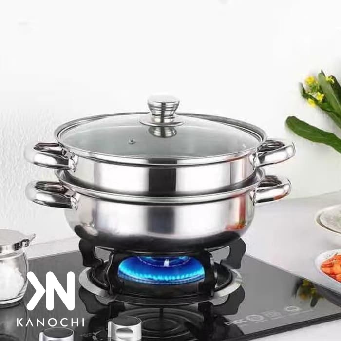 Panci Kukus Kukusan 28cm Double Stainless Steel Steamer Pan Dandang