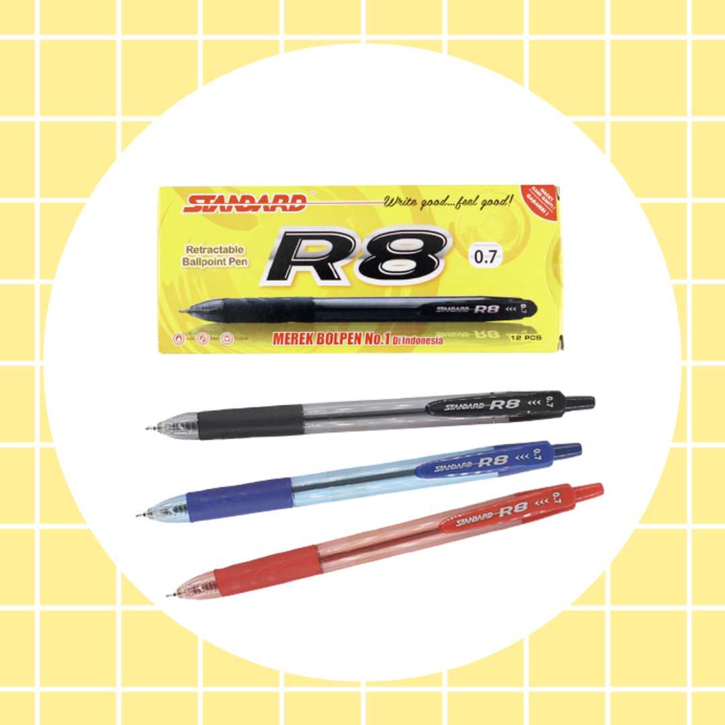 

PRODUK- STANDARD PEN - R8 0.7 ISI 12 PCS ( PULPEN, PENA, BALLPOINT ) .