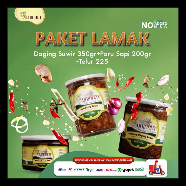

READY! RENDANG DAGING SUWIR 350 GR + TELUR 225 GR + PARU 200 GR PAKETAN MURAH