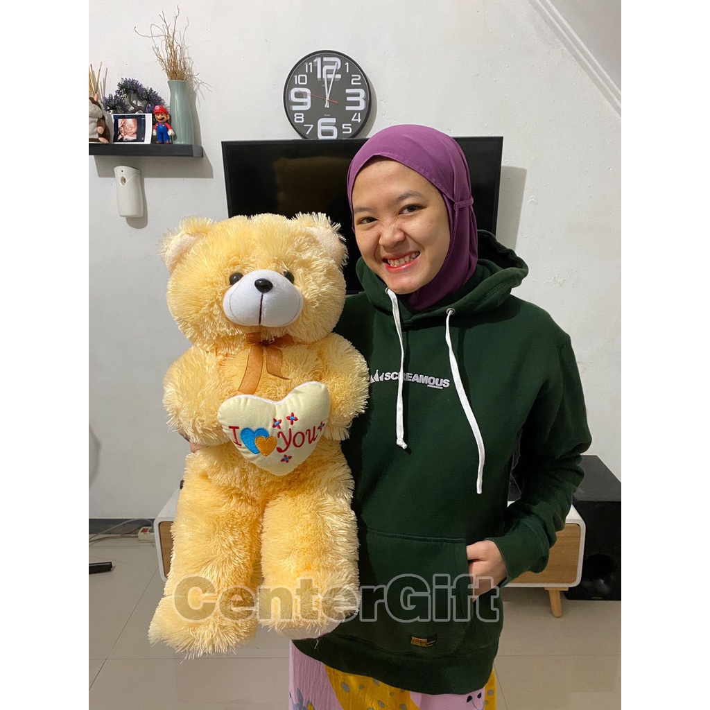 Boneka Teddy Bear Love L Bulu Lasfur T60CM