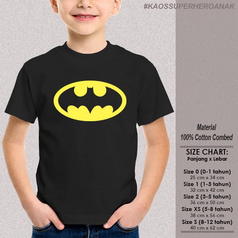  KAOS SUPERHERO ANAK baju  distro BATMAN  LOGO BLACK 